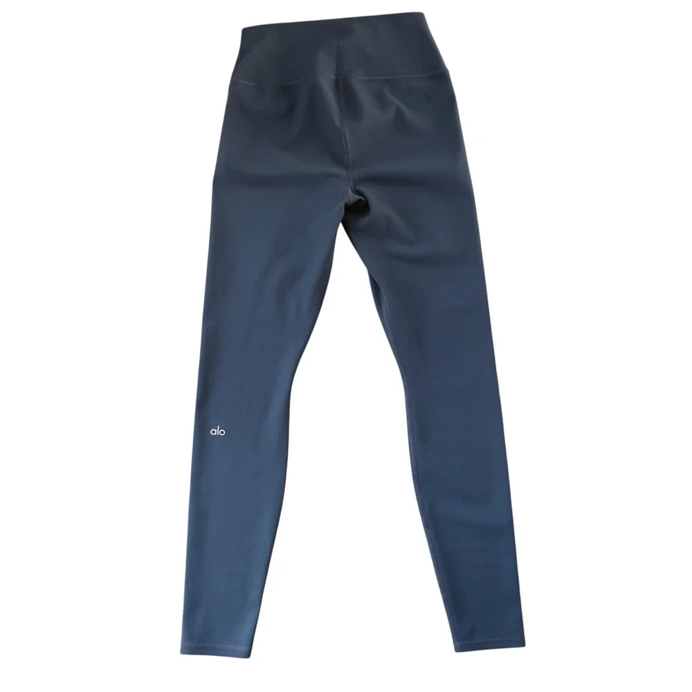 Alo Yoga‎ Womens Ripped Warrior Leggings M Gray High Rise Laser Cut Athleisure